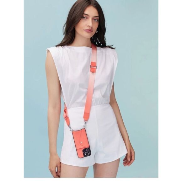 Bandolier IPhone 13 crossbody case w/Bobby nylon belt/ strap pastel ombre orange - Picture 1 of 4